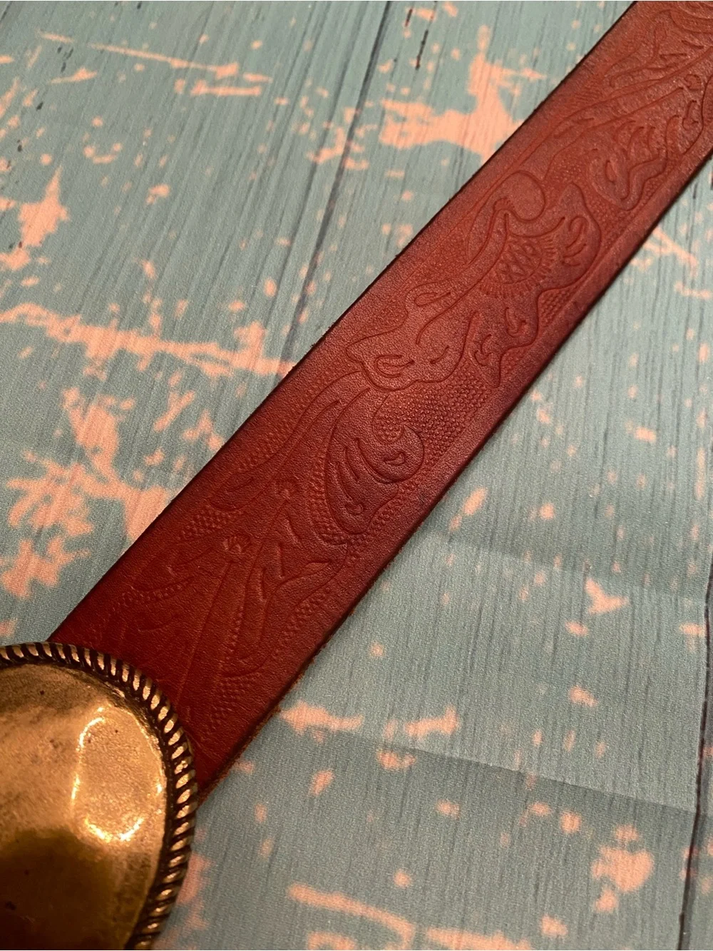 J. Crew Brown Leather Belt with Hammered Brass Buckle - Picture 5 of 14